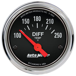 Autometer Traditional Chrome 2-1/16in 100-250 Deg F Electric Differential Temp Gauge