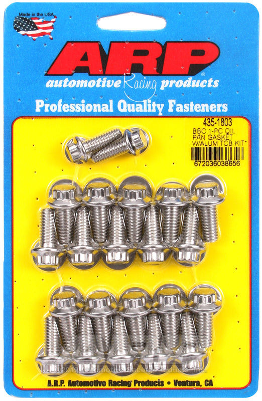 ARP BB Chevy1-pc Oil Pan Gasket w/ Alum Timing Cover 12pt Bolt Kit