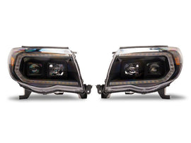 Raxiom 05-11 ToyotaTacoma Axial Series Switchback Projector Headlights- Black Housing- Clear Lens