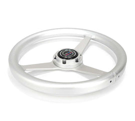 NRG Aluminum Steering Wheel 330mm - Heritage Solid Spoke - Ergonomic Grip - Anadized Silver