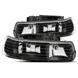 Raxiom 99-02 Chevrolet Silverado 1500 Axial Series Euro Headlights- Black Housing- Clear Lens
