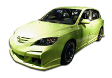 Load image into Gallery viewer, 2004-2008 Mazda 3 HB Duraflex Raven Body Kit - 4 Piece - Includes Raven Front Bumper Cover (100566) Raven Rear Bumper Cover (100567) Raven Side Skirts Rocker Panels (100568)