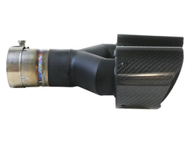 aFe Takeda 2.5in 304 Stainless Steel Clamp-on Exhaust Tip Driver side 2.5in Inlet 4in Dual-Carbon