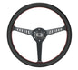 NRG Reinforced Stealth Wheel (380mm) 3 Spoke Center - 1in Deep Dish - Perforated Leather Red Stitch
