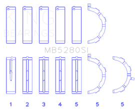 King Engine Bearings Ford 281CI/330CI 4.6L/5.4L V8 (Size +0.5) Main Bearing Set