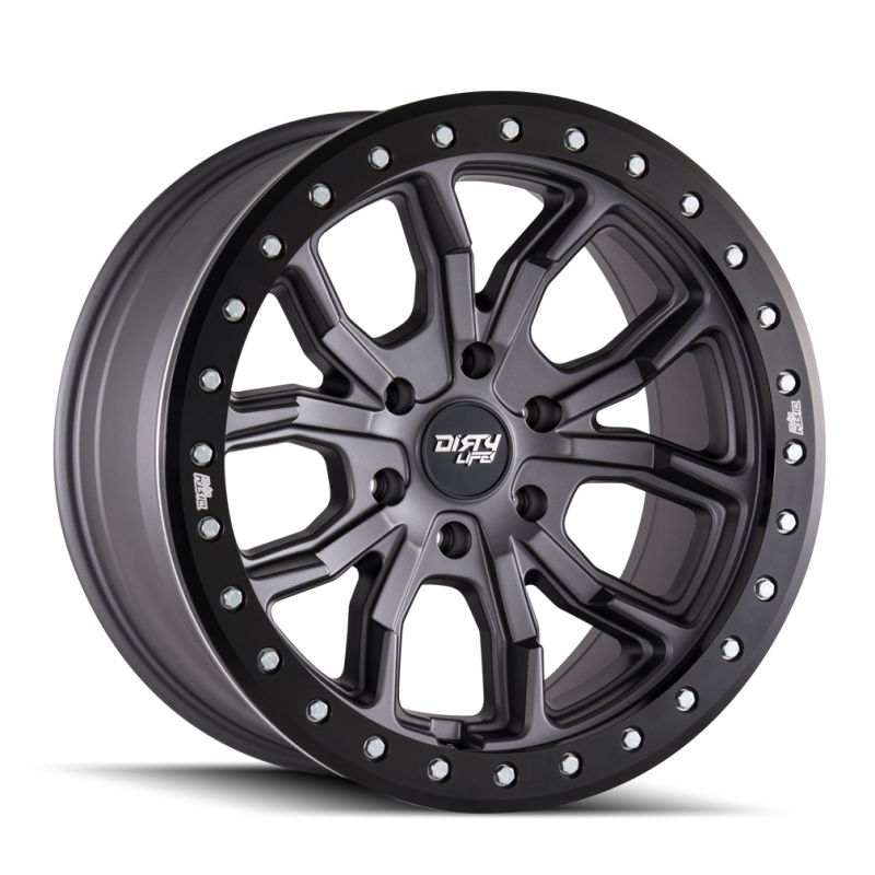Dirty Life 9303 DT-1 17x9/5x127 BP/-38mm Offset/78.1mm Hub Matte Gunmetal Wheel - Beadlock