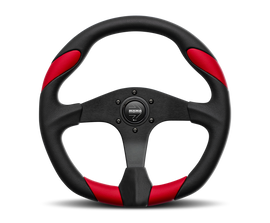 Momo Retro Steering Wheel 360 mm - 4 Black Leather/Wht Stitch/Brshd Spokes