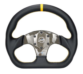 NRG Carbon Fiber Flat Bottom Steering Wheel (320mm) Silver CF Center w/Silver Stitch/Center Mark