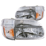 Crystal Headlight Set - Clear Lens - Chrome Housing - Pair - w/Corner Lights