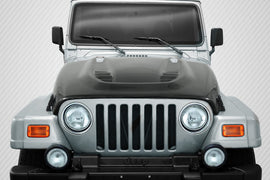 1997-2006 Jeep Wrangler Carbon Creations DriTech Power Dome Hood - 1 Piece