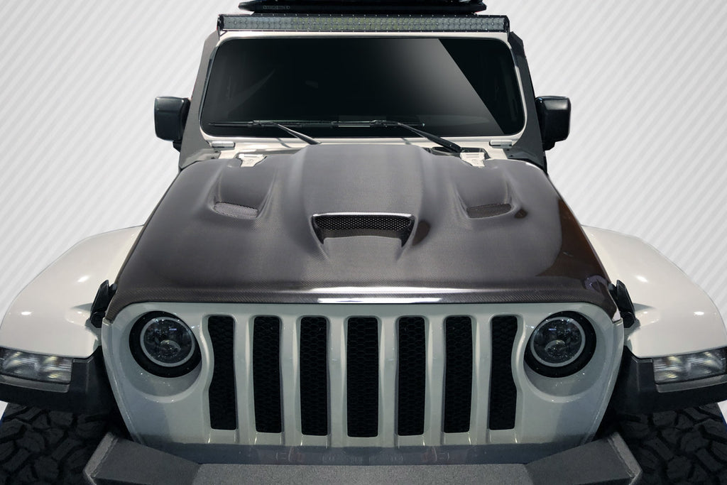 2018-2025 Jeep Wrangler JL Gladiator JT Carbon Creations Hellcat Look Hood - 1 piece