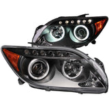 Projector Headlight Set w/Halo - Clear Lens - Black Housing - Pair - CCFL