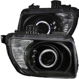 Projector Headlight Set w/Halo - Clear Lens - Black Housing - Pair