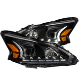 Projector Headlight Set - Clear Lens - Black Housing - Pair - Plank Style