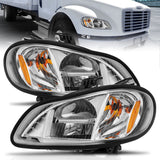 LED Commercial Truck Crystal Headlight Set - Chrome Housing - Clear Lens - Pair