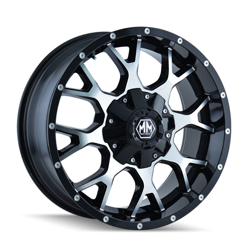 Mayhem 8015 Warrior 17x9 / 8x165.1 BP / 18mm Offset / 130.8mm Hub Gloss Black Machined Wheel