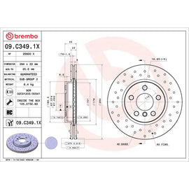 Brembo OE 01-17 BMW 1 Series (F52) Front Premium Xtra Cross Drilled UV Coated Rotor
