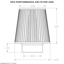 Load image into Gallery viewer, HPS Performance Air Filter 2.75" ID, 5.75" Element Length, 7.5" Overall Length