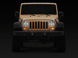 Raxiom 07-18 Jeep Warngler Axial Series 7-Inch LED Headlights w DRL/ Black Housing - Clear Lens