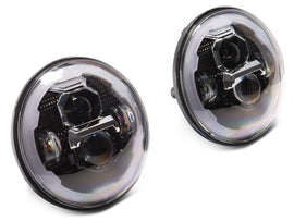 Raxiom 07-18 Jeep Warngler Axial Series 7-Inch LED Headlights w DRL/ Black Housing - Clear Lens