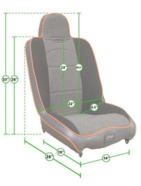 PRP Daily Driver High Back Suspension Seat- Black/Orange Vinyl