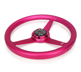 NRG Aluminum Steering Wheel 330mm - Heritage Solid Spoke - Ergonomic Grip - Anadized Pink