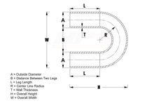 Load image into Gallery viewer, HPS 2.75" OD 180 Degree U Bend 6061 Aluminum Elbow Pipe 16 Gauge w/ 3.5" CLR