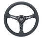 NRG Reinforced Black Perforated Leather Steering Wheel 350mm / 1.5in Deep w/ Goal Digger Blk Stitch