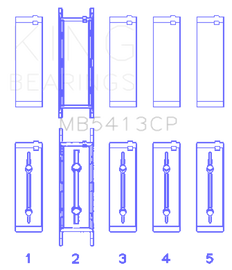 King Engine Bearings Opel LNF/LSJ/L42/61/Z22SE Crankshaft Main Bearing Set (Set of 5)