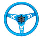 NRG Aluminum Steering Wheel 330mm - Arow Cutout - Ergonomic Grip - Anadized Blue