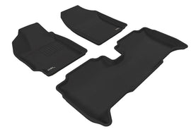 3D MAXpider 2007-2011 Toyota Yaris Sedan Kagu 1st & 2nd Row Floormats - Black