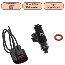 Load image into Gallery viewer, DeatschWerks Universal 450cc Single Fuel Injector / 34mm Length / 14mm O-Ring Seals