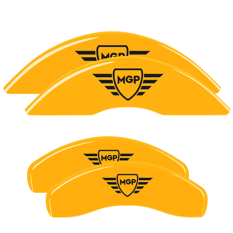 MGP 4 Caliper Covers Engraved Front & Rear MGP Yellow Finish Black Char 2007 Ford Falcon