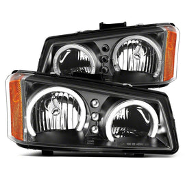Raxiom 03-06 Chevrolet Silverado 1500 Dual LED Halo Projector Headlights- Black - Clear Lens
