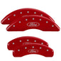 MGP 4 Caliper Covers Engraved Front & Rear 24-25 Ford Mustang GT Red Finish Silver Ford Oval Logo