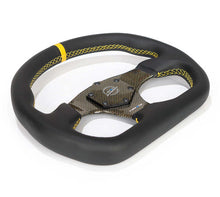 Load image into Gallery viewer, NRG Carbon Fiber Flat Bottom Steering Wheel (320mm) Green CF Center w/Green Stitch/Center Mark