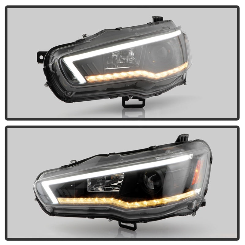 Spyder 08-17 Mitsubishi Lancer EVO 10 Projector Headlights - Black (PRO-YD-ML08V2SI-SEQ-BK)
