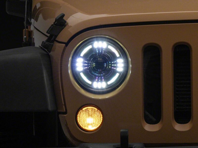 Raxiom 07-18 Jeep Wrangler JK Axial Series Quatro LED Headlights- Black Housing- Clear Lens
