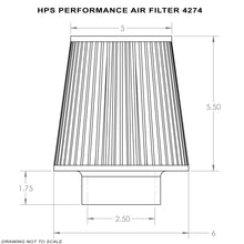 Load image into Gallery viewer, HPS Performance Air Filter 2.5" ID , 5.5" Element Length, 7-1/4" Overall Length