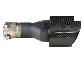 aFe Takeda 2.5in 304 Stainless Steel Clamp-on Exhaust Tip Passenger Side 2.5in Inlet 4inDual-Carbon