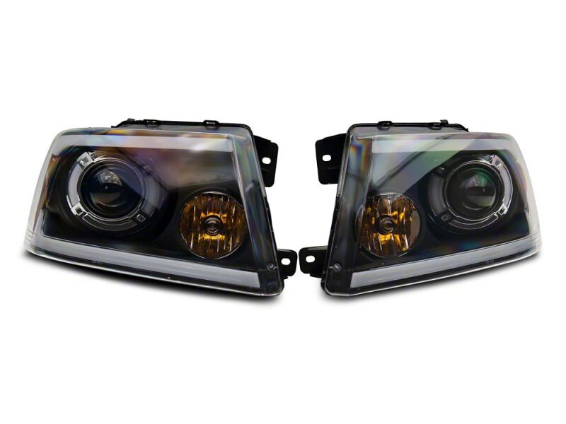 Raxiom 04-08 Ford F-150 Axial Series LED Proj Hlights/Seq LED Bar- Black- Clear Lens