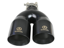 aFe Takeda 2.5in 304 Stainless Steel Clamp-on Exhaust Tip Passenger Side 2.5in Inlet 4inDual - Black