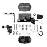 Wilwood Compact Tandem M/C Aluminum 1.00in Bore w/ Brkt/Valve/Push (Mopar) - Black E-coat
