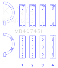 King Engine Bearings Chrysler 2.7L (Size +0.25mm) Main Bearing Set