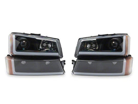 Raxiom 03-06 Chevrolet Silverado 1500 LED LightBar OE Proj Headlights/Bumper Lights- Black - Clear