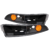 Euro Parking Lights - Clear Lens - Black Housing - Amber Reflector - Pair