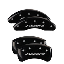 Load image into Gallery viewer, MGP 4 Caliper Covers Engraved Front Accord Rear Accord Black Finish Silver Char 2018 Honda Accord