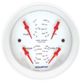 Autometer Marine White 3-3/8in Gauge - 100PSI