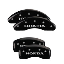 Load image into Gallery viewer, MGP 4 Caliper Covers Engraved Front &amp; Rear Black Power Coat Finish Silver Characters - Honda