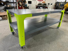 Load image into Gallery viewer, Wehrli Modular Steel Work Bench Top/Shelf Kit - 42in x 90in x .120in Thick (Stainless Steel &amp; Grey)
